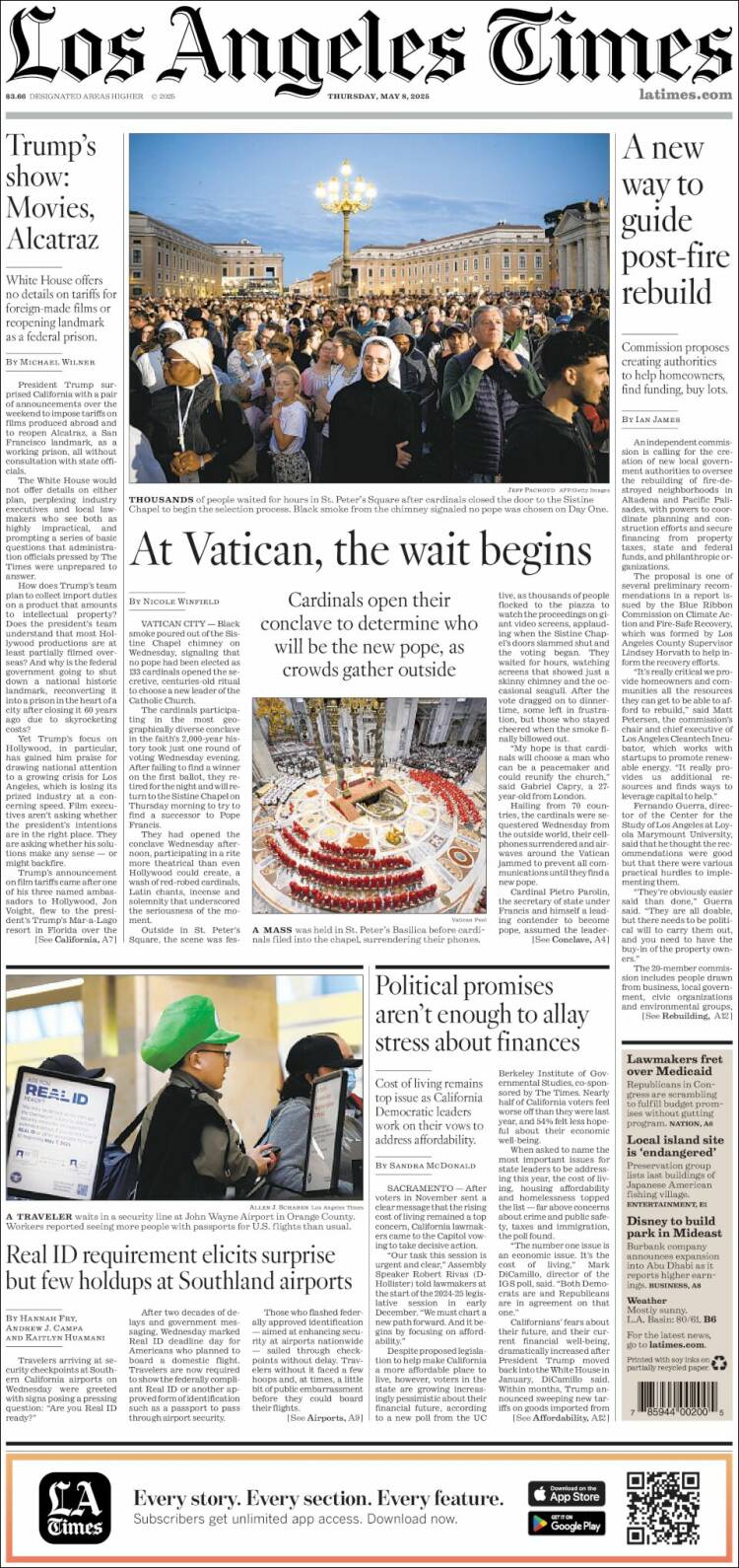 Portada de Los Angeles Times (USA)