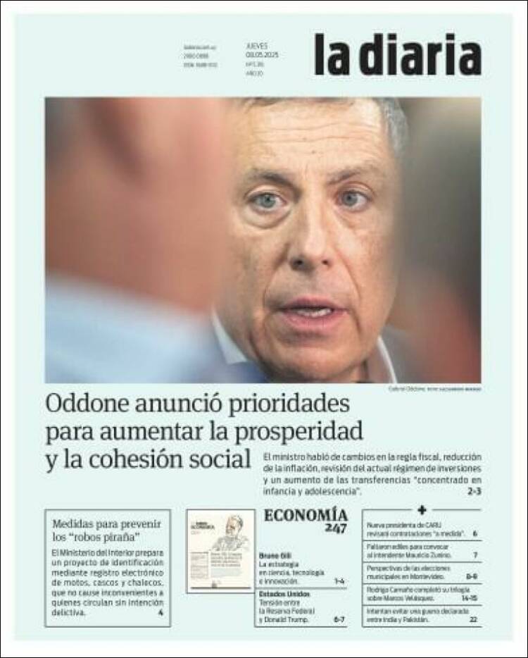 Portada de La Diaria (Uruguay)