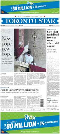 Portada de The Toronto Star (Canada)