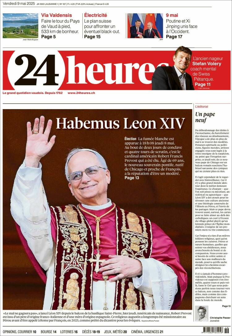 Portada de 24 Heures (Suiza)