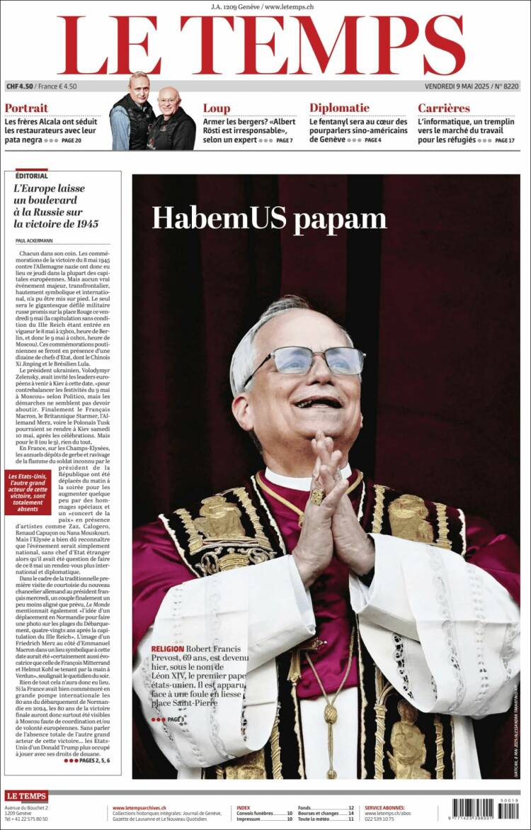 Portada de Le Matin (Suiza)