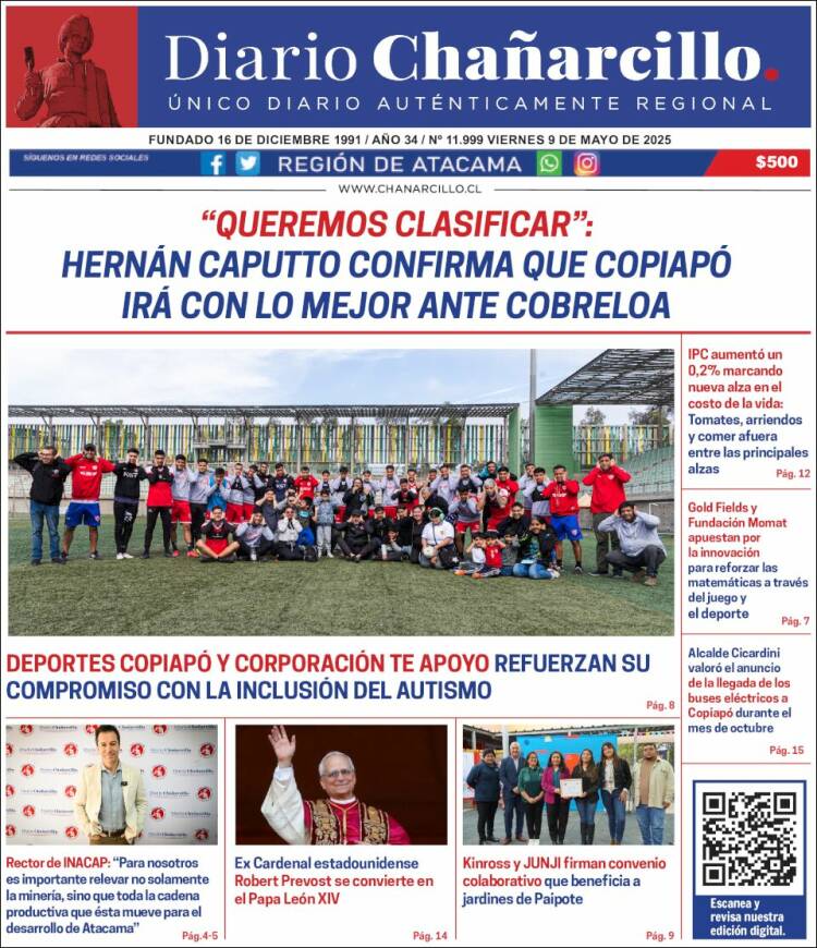 Portada de Diario Chañarcillo (Chile)