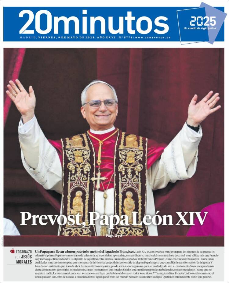 Portada de 20 Minutos - Madrid (España)