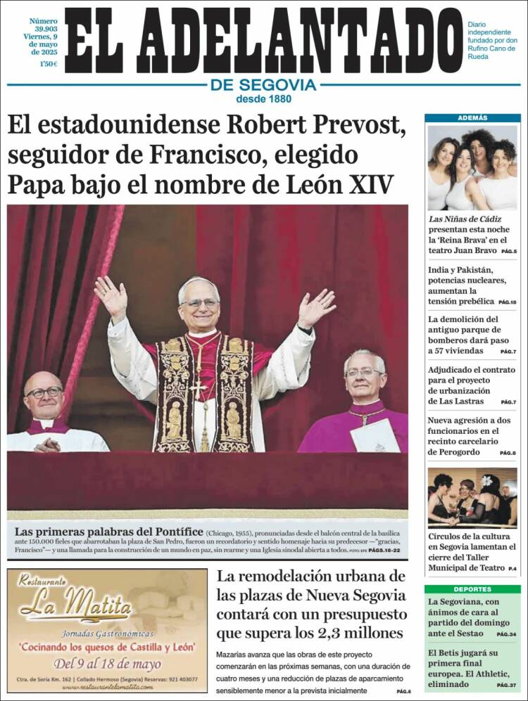 Portada de El Adelantado de Segovia (España)