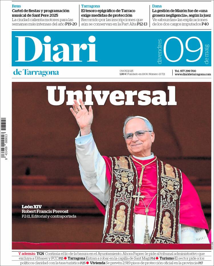 Portada de Diari de Tarragona (España)