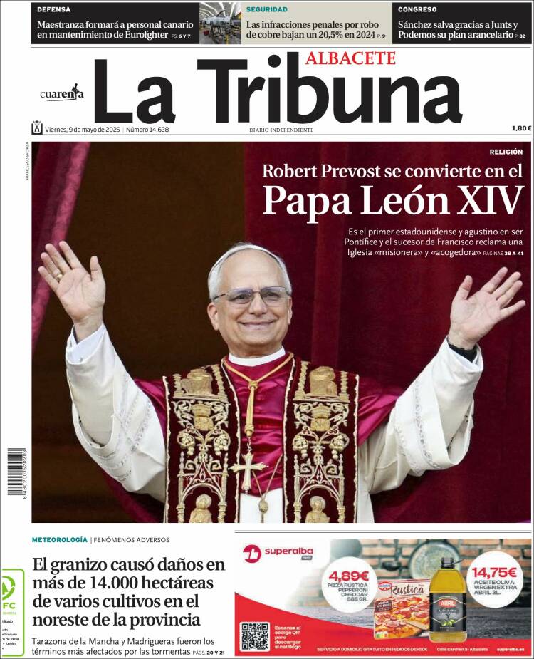 Portada de La Tribuna de Albacete (España)