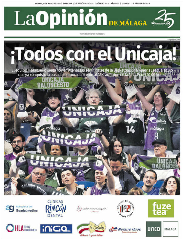 Portada de La Opinión de Málaga (España)