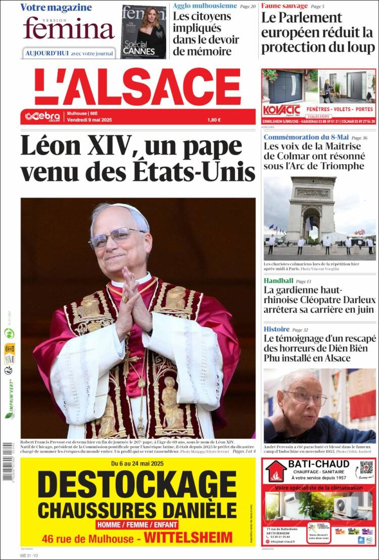 Portada de Journal L'Alsace (Francia)