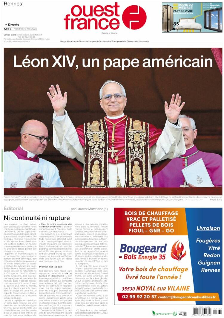Portada de Ouest France (Francia)