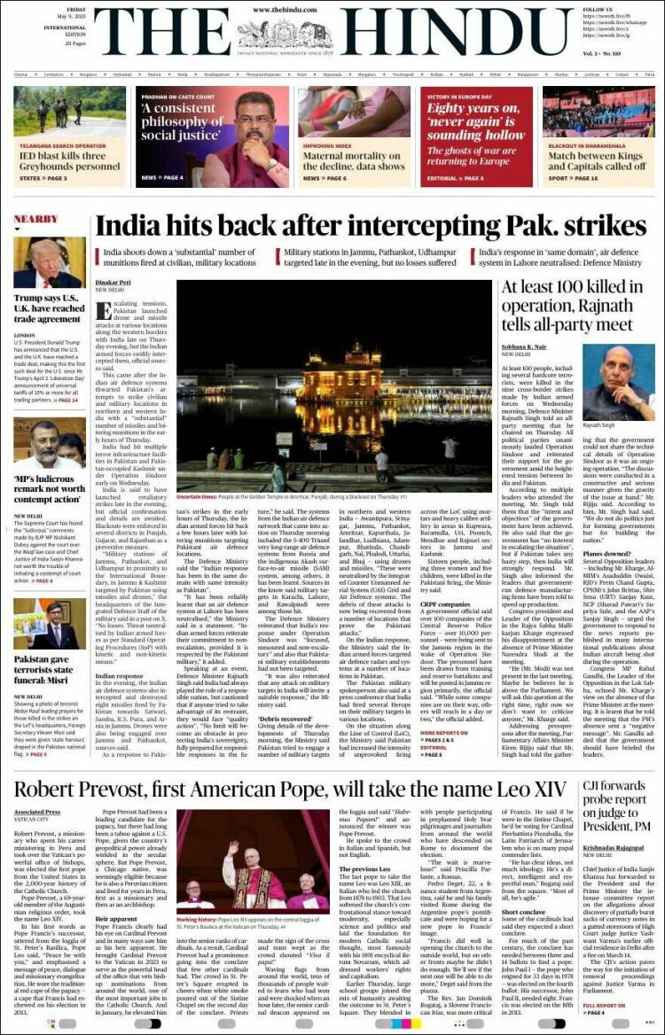 Portada de The Hindu (India)