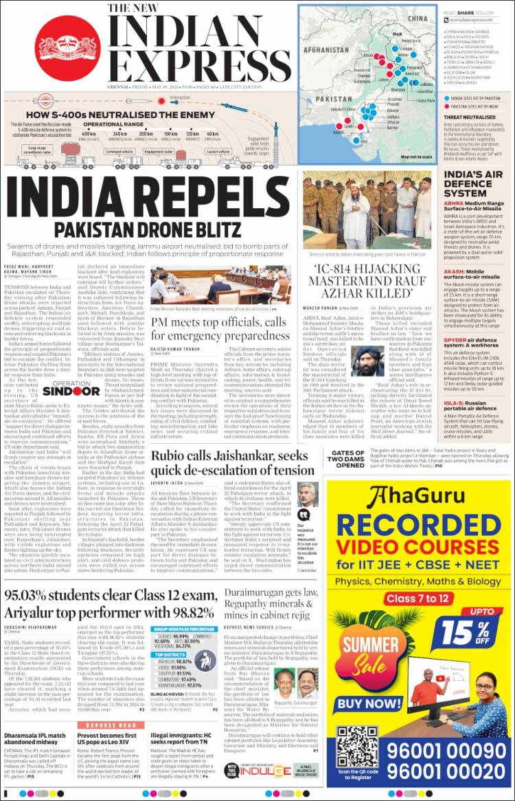 Portada de New Indian Express (India)