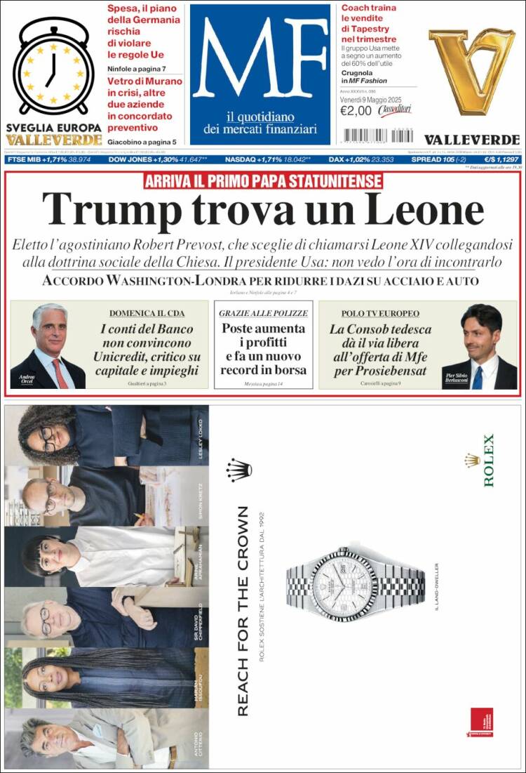 Portada de Milano Finanza (Italia)