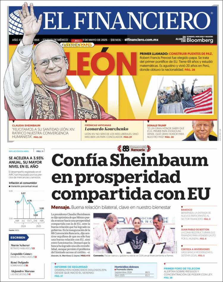 Portada de El Financiero (México)