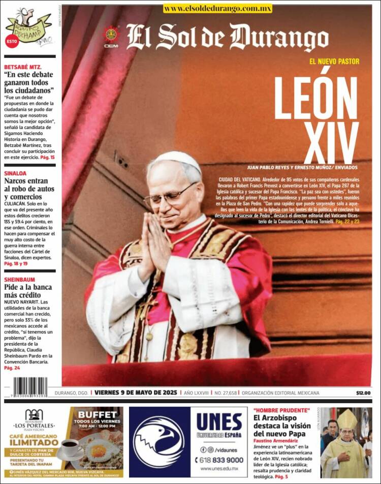 Portada de El Sol de Durango (México)