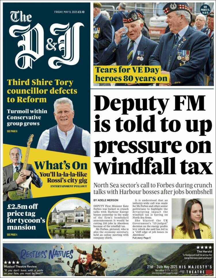 Portada de The Press and Journal (Reino Unido)