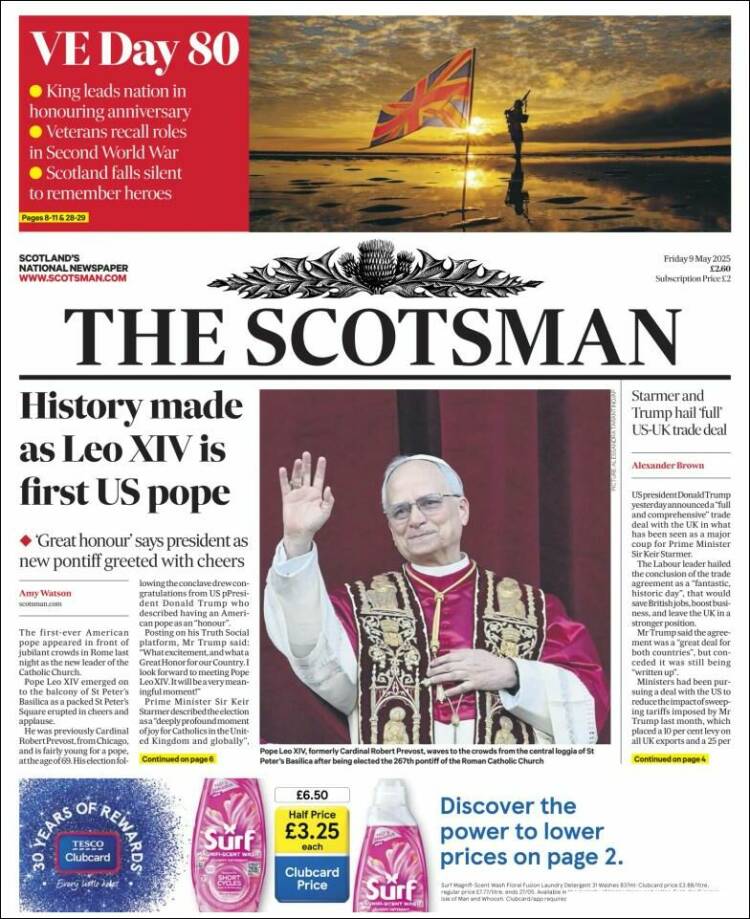 Portada de The Scotsman (Reino Unido)
