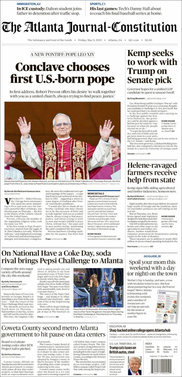 Portada de The Atlanta Journal-Constitution (USA)