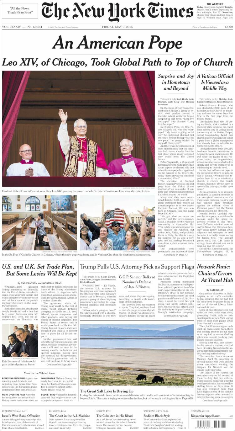 Portada de New York Times (USA)
