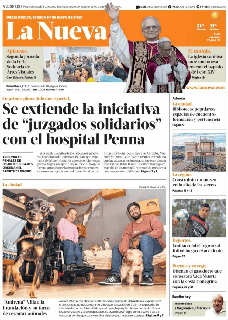 Portada de La Nueva Provincia (Argentina)