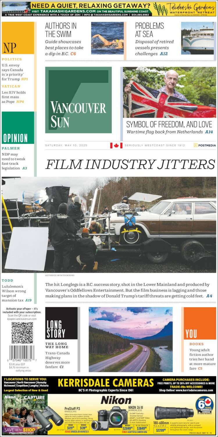Portada de The Vancouver Sun (Canadá)
