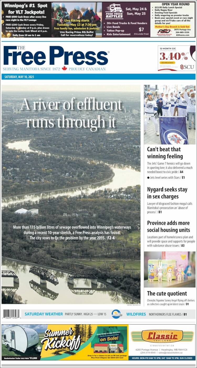 Portada de Winnipeg Free Press (Canadá)