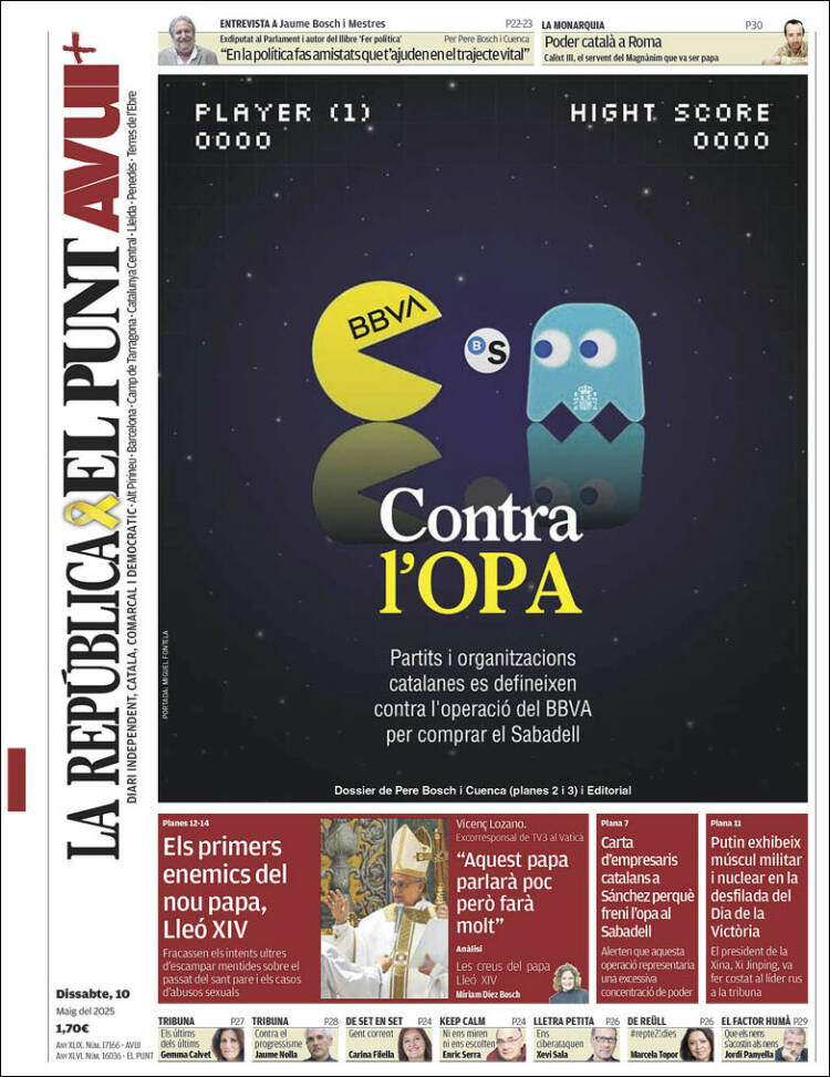 Portada de El Punt Avui (España)