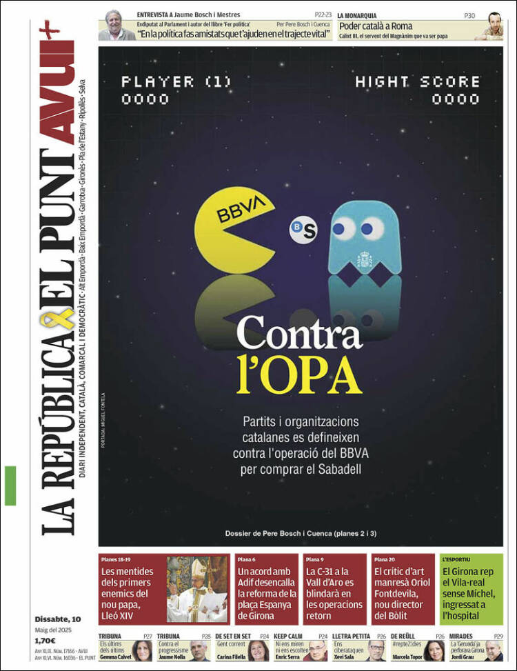 Portada de El Punt Avui - Girona (España)