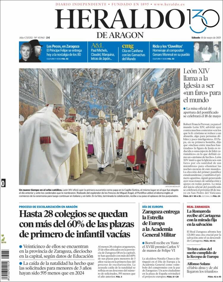 Portada de Heraldo de Aragón (España)