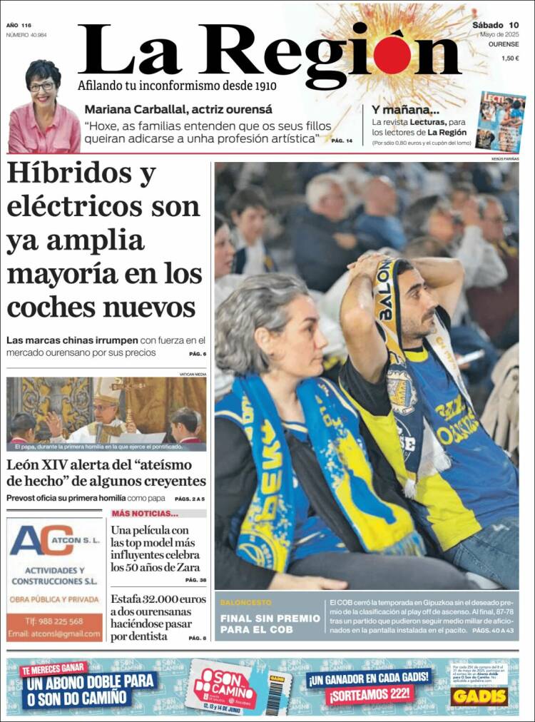 Portada de La Región de Ourense (España)