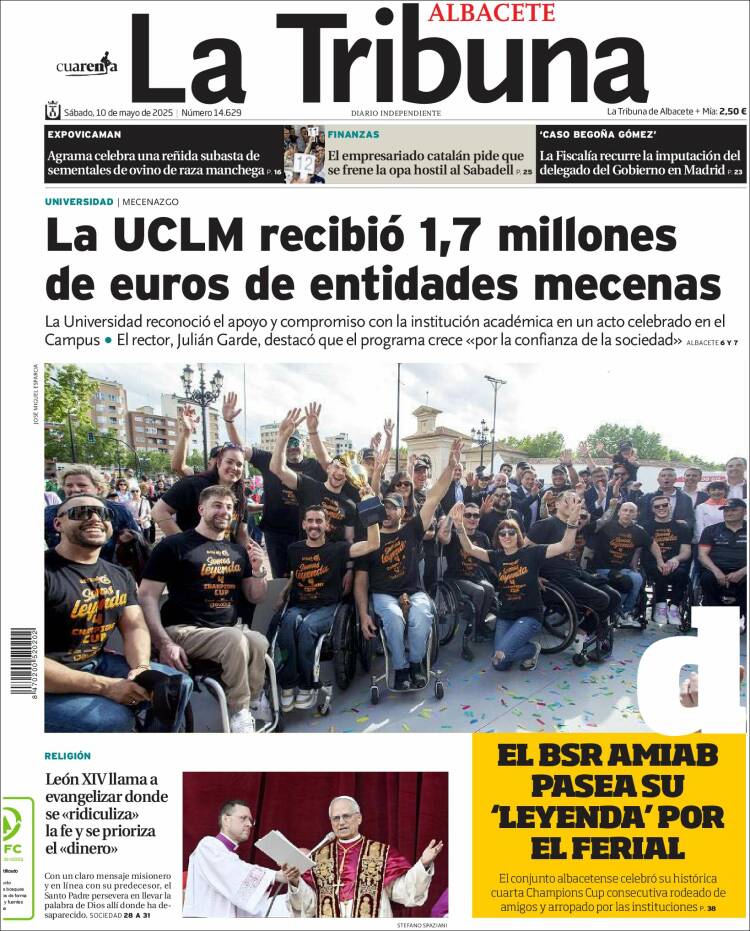 Portada de La Tribuna de Albacete (España)
