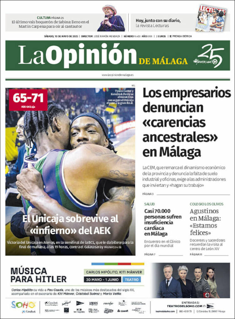 Portada de La Opinión de Málaga (España)