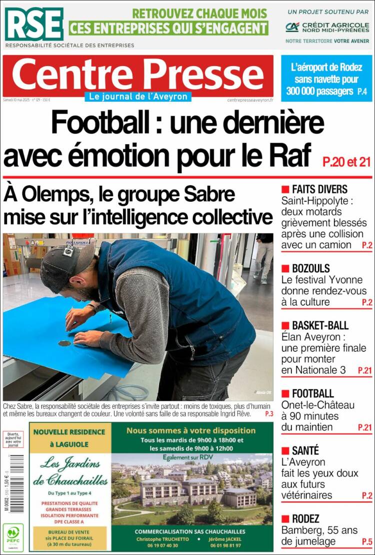 Portada de Centre Presse (Francia)
