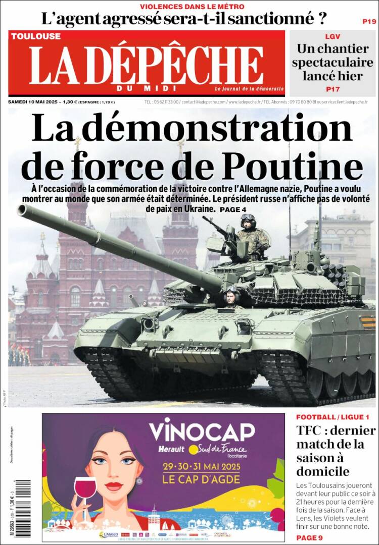 Portada de La Dépêche du Midi (Francia)