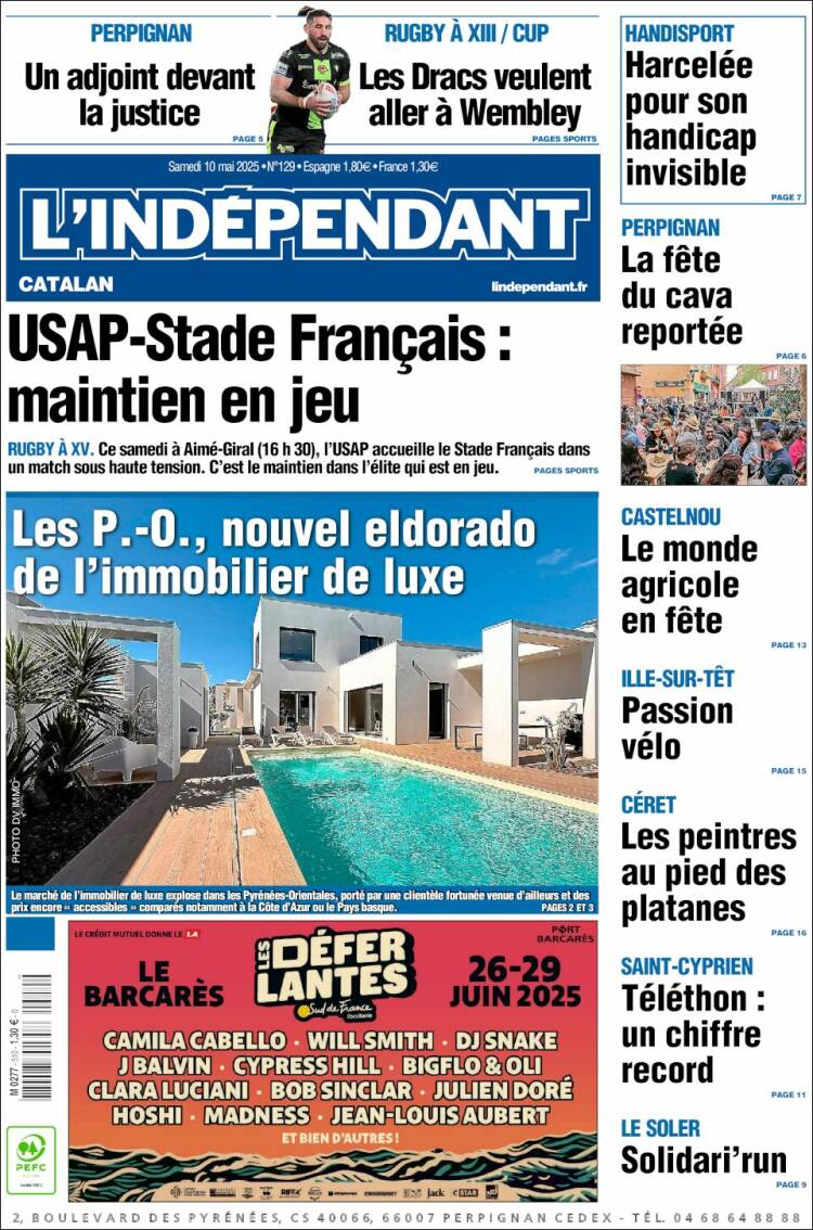 Portada de Le Indépendant (Francia)