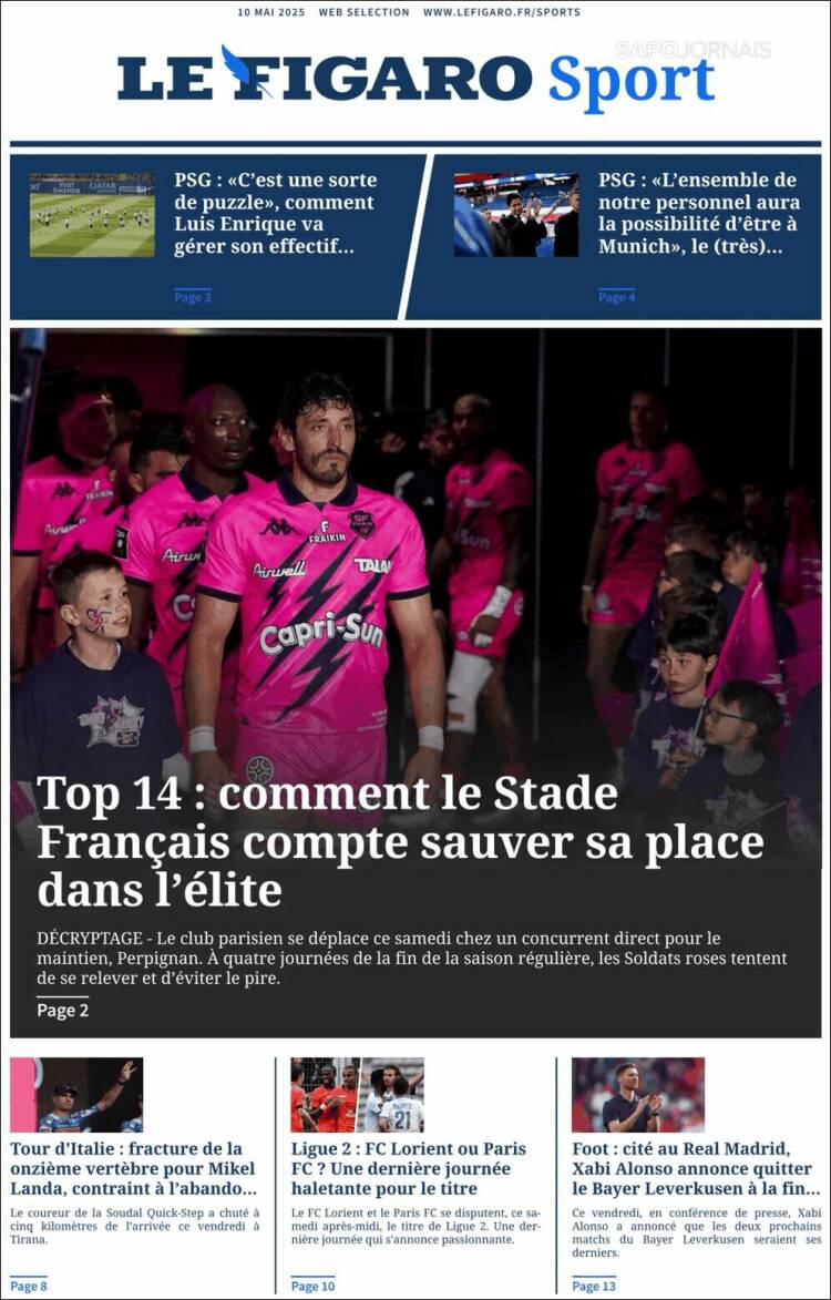 Portada de Le Figaro Sport (Francia)