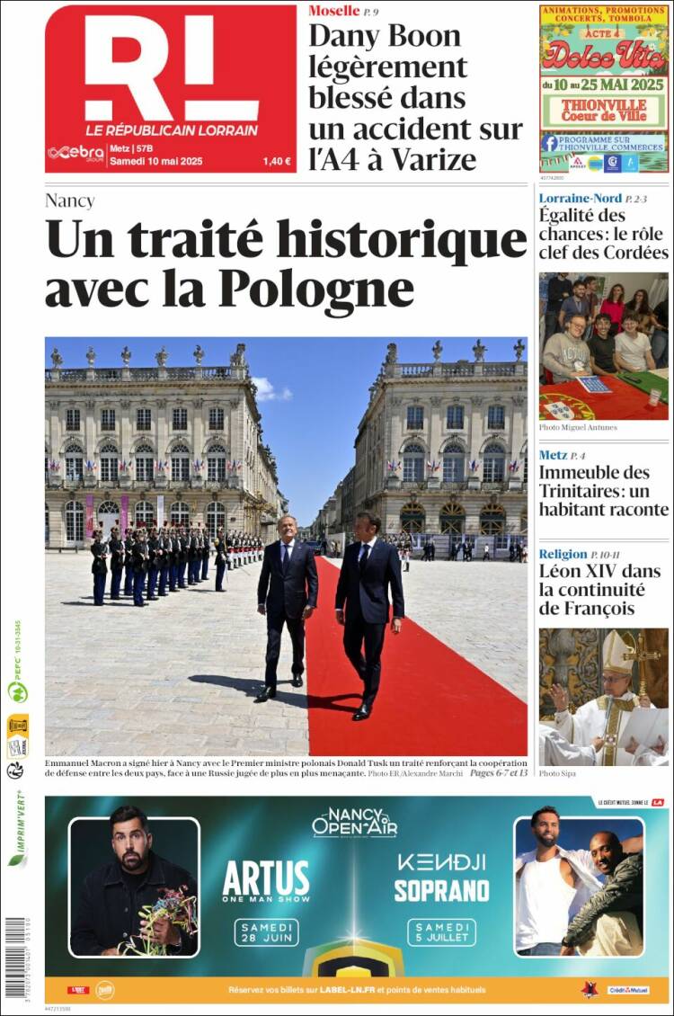 Portada de Le Republicain Lorrain (Francia)