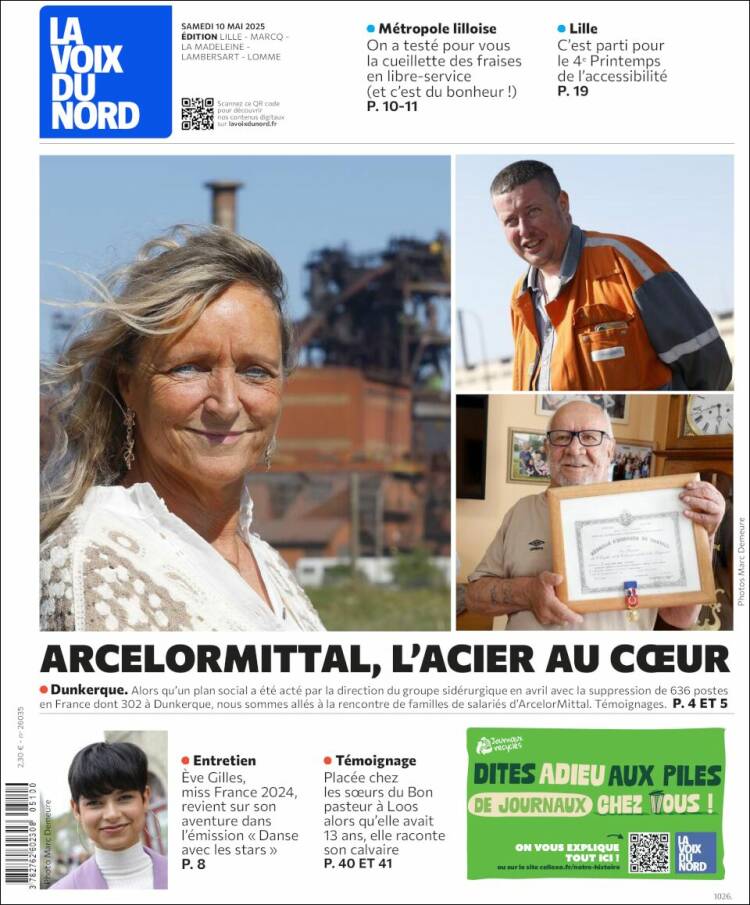 Portada de La Voix du Nord (Francia)