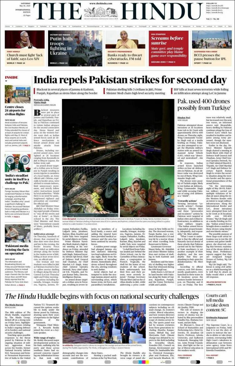 Portada de The Hindu (India)
