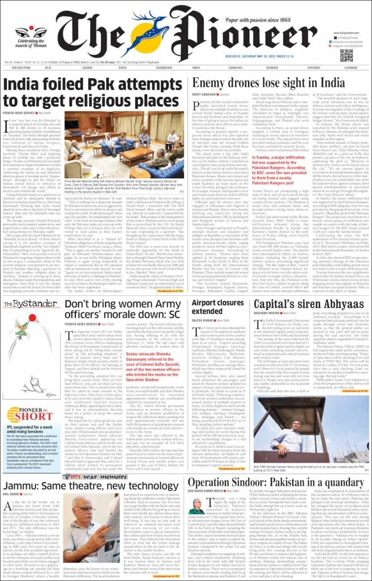 Portada de The Pioneer (India)