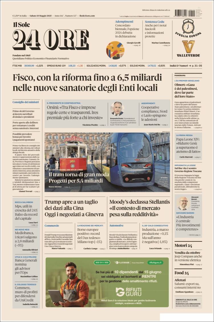 Portada de Il Sole 24 ORE (Italia)