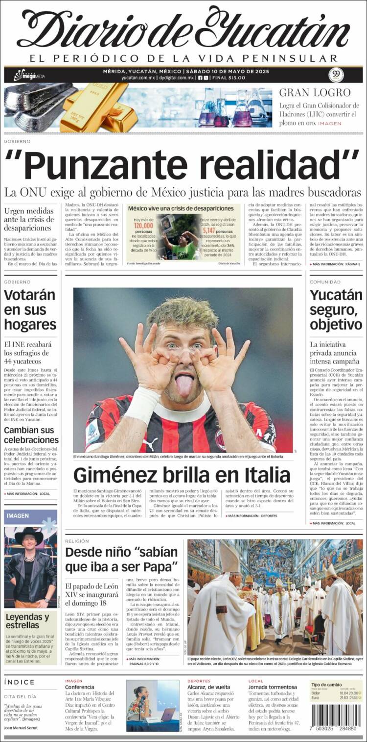 Portada de Diario de Yucatán (México)