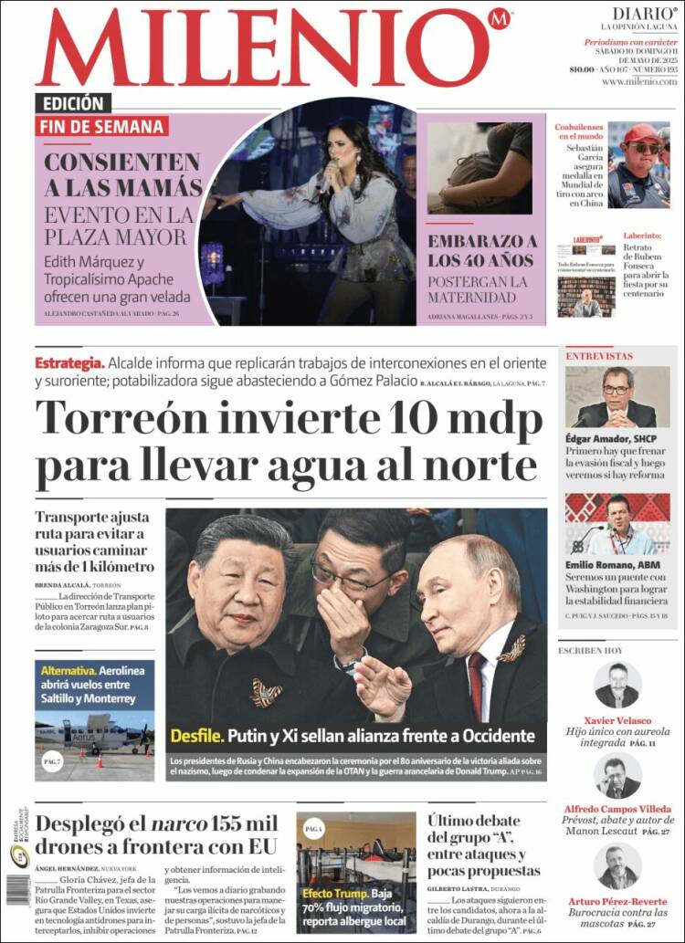 Portada de Milenio - Laguna (México)