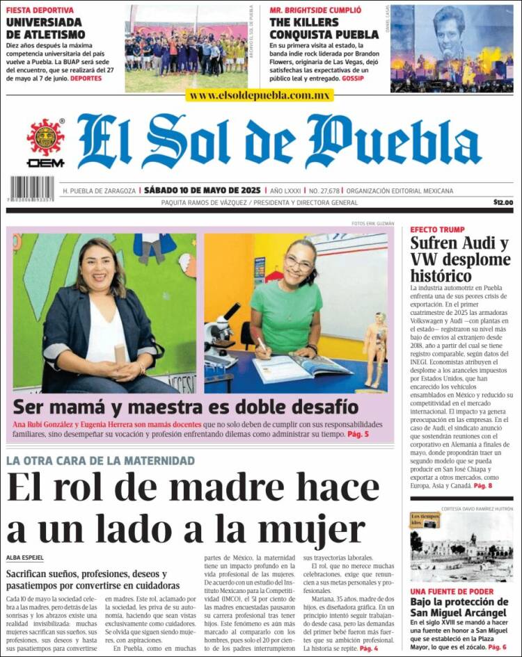 Portada de El Sol de Puebla (México)