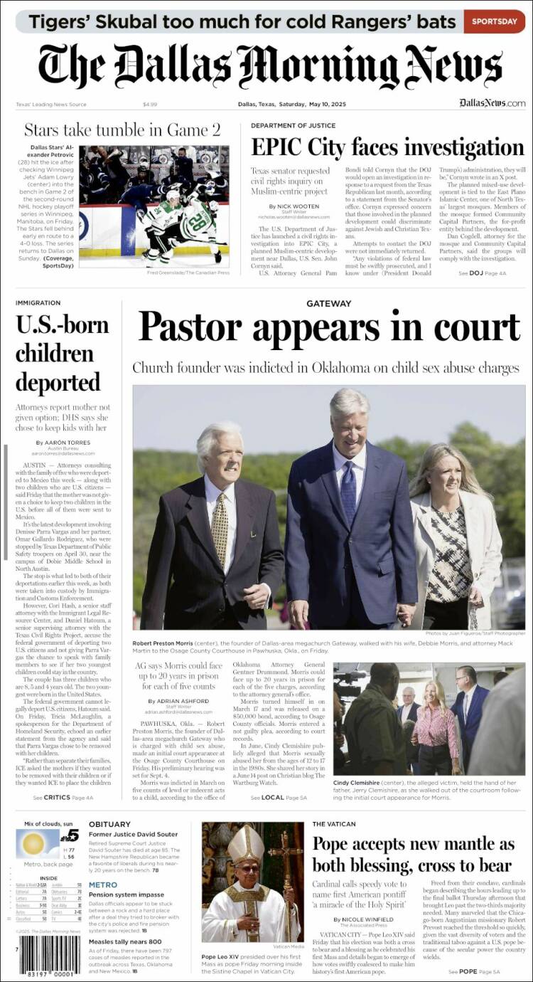 Portada de Dallas Morning News (USA)