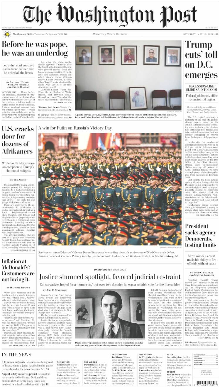 Portada de The Washington Post (USA)