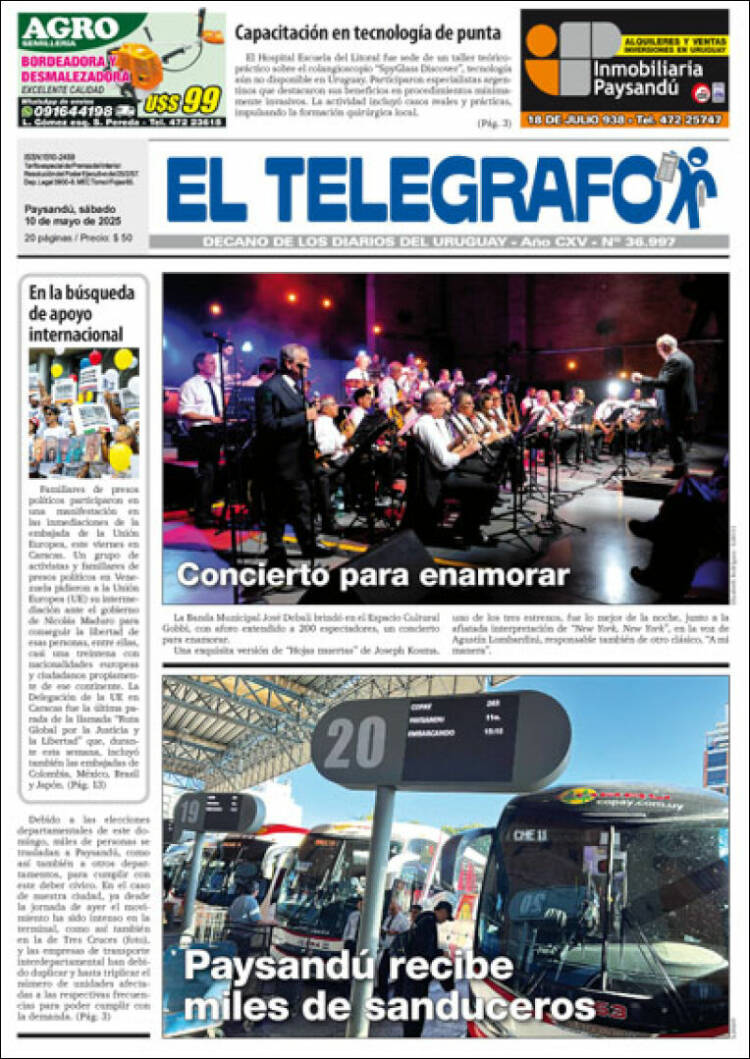 Portada de El Telégrafo (Uruguay)