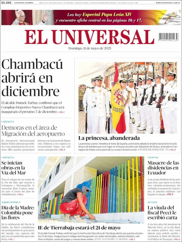 Portada de El Universal (Colombia)