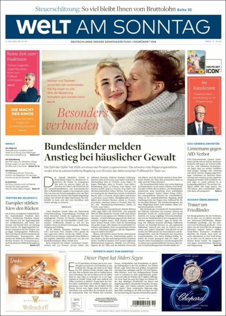 Portada de Die Welt (Alemania)