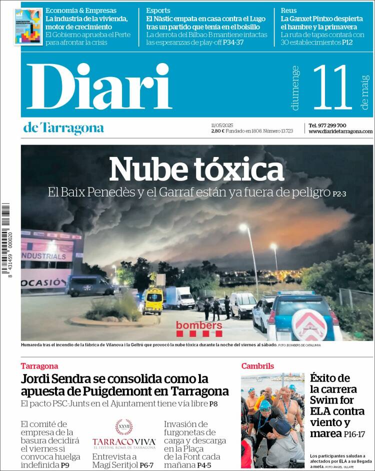 Portada de Diari de Tarragona (España)