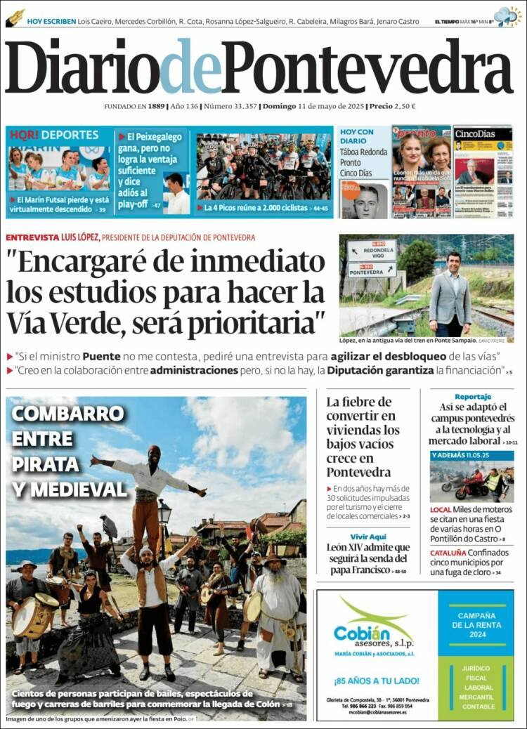 Portada de Diario de Pontevedra (España)